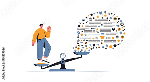 Balance, Weighing, Thoughtful Person, Decision Making, Mindful Vector Icon