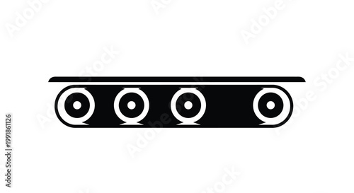 Black and white illustration of a tank tread or conveyor belt