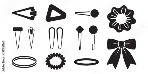 Hair Accessories and Beauty Salon Icon Set