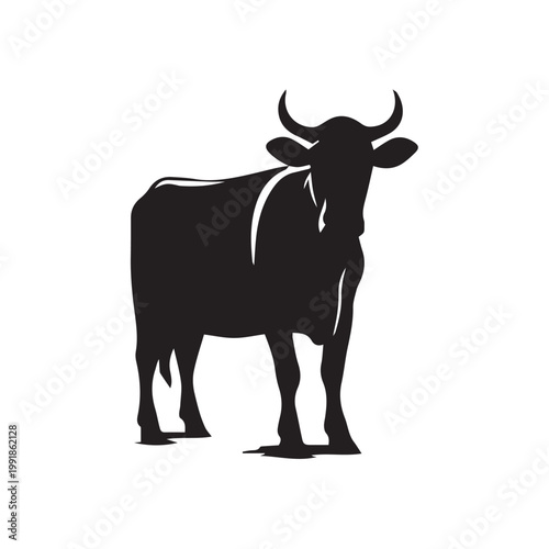 black and white cow silhouette