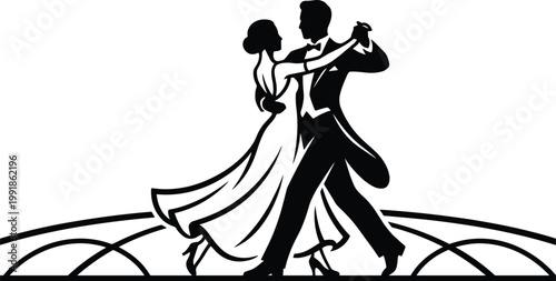 dance, couple, silhouette, ballroom, romance, elegant, tango, waltz, love, partnership, performance, graceful, movement, passion, wedding, celebration, classic, art, music, night