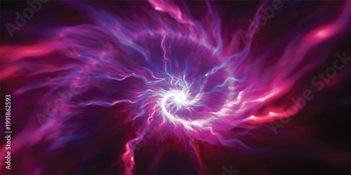 A bright purple fractal design patterns an abstract digital background with glowing pink light and swirling plasma energy in space
