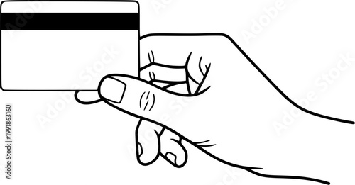 Hand Drawn Hand Holding Credit Card Black and White Illustration in Minimal Line Art Style Design
Fintech vector silhouette illustration isolated on white background 