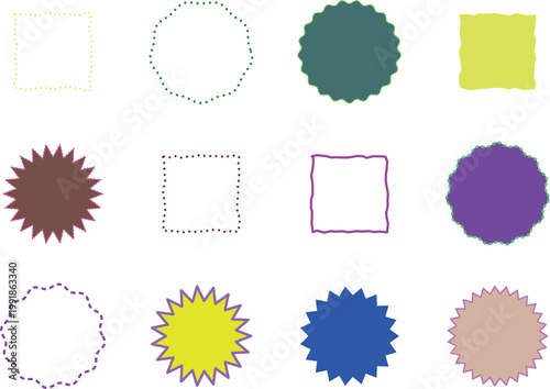 Vibrant Shapes and Graphic Elements Set: Diverse Collection for Creative Projects, Vector Illustration Emphasizing  Color and Form Harmony â€“ Artistic Embellishments, Geometric Designs, Isolated Elem