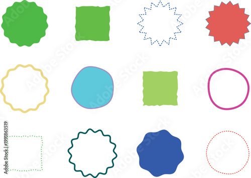 Playful Abstract Shapes Arrangement for Diverse Designs: Funky Geometric Elements on White Background Creating Whimsical Patterns, Ideal for Graphic Design, Kids Illustration, Branding, Creative Proje