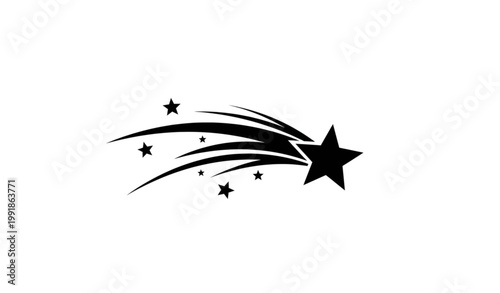 Abstract shooting star black geometric trail modern vector illustration design