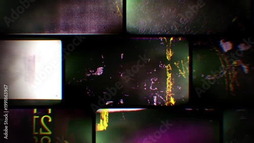 Flickering noisy grunge style film reel effect loop.
