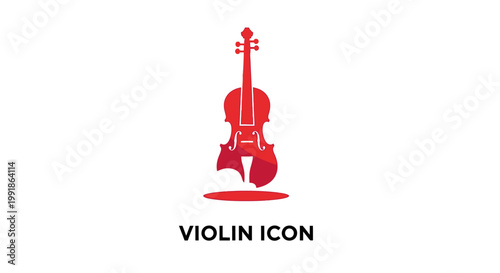 Elegant Red Violin Icon on White Background for Music Concepts.