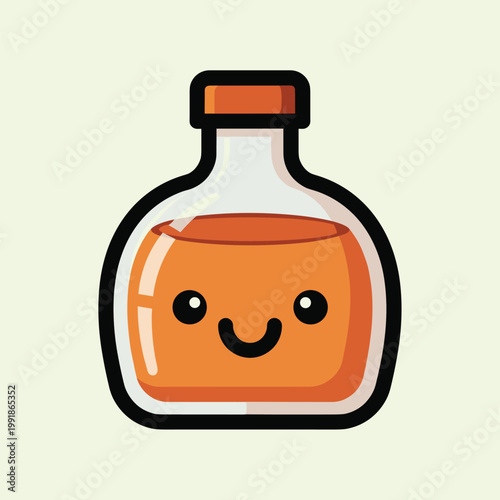 Cartoon bottle with happy face.