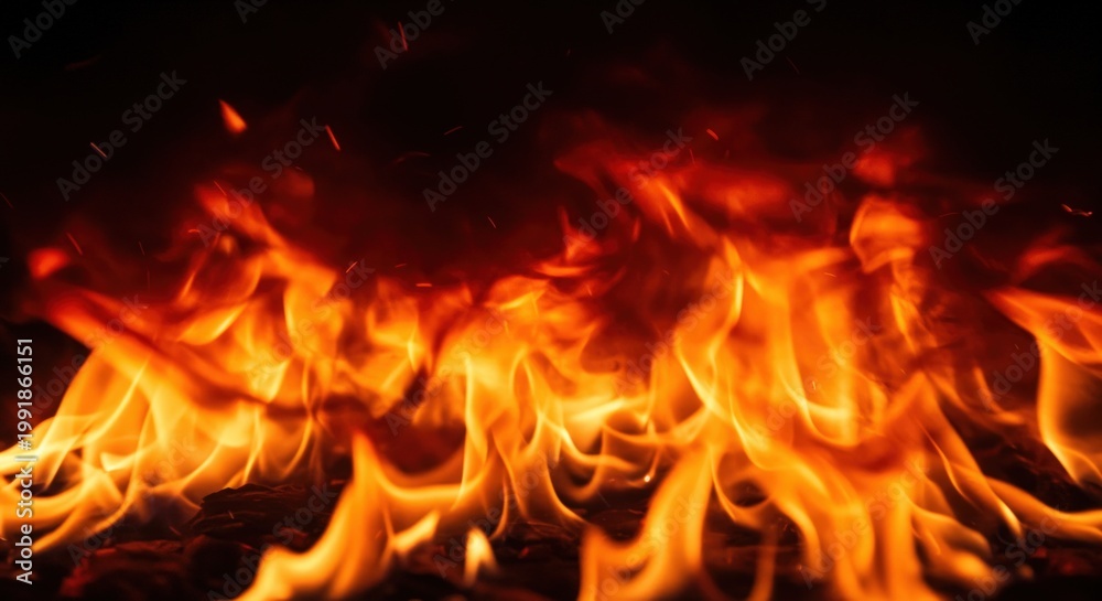Fototapeta premium Closeup of orange burning flames.