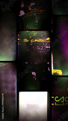 Flickering noisy grunge style film reel effect loop.
