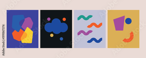 Playful abstract cloud vector illustration, colorful squiggle line art set, whimsical weather graphic elements, modern fun shape composition, creative cloud and wave doodles, minimalist bright abstrac