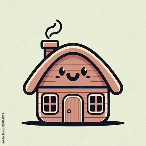 Smiling house with a chimney.