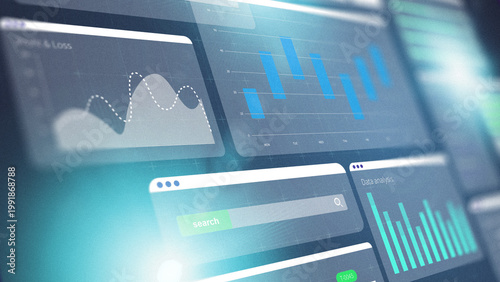 Obraz na plátně Digital business chart showing data analysis and financial metrics in a modern w