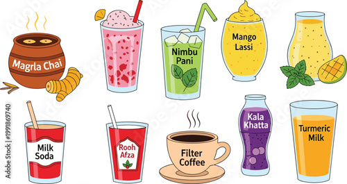 Fruit Infused Detox Water and Botanical Spa Beverage Icon Set Featuring Cucumber Lime Strawberry Basil and Rosemary Citrus Infusions