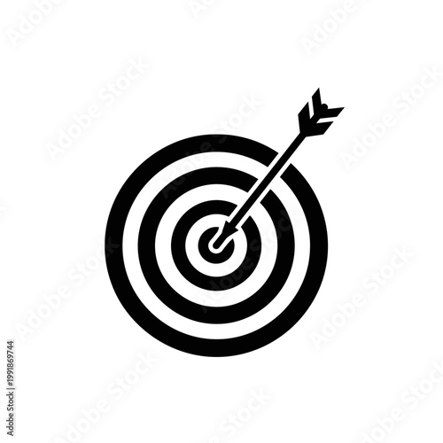 Black and white target with arrow.