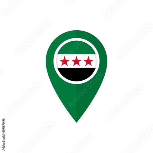Location pin with flag of Syria. Map marker or pointer with Syrian flag