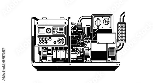 Industrial generator illustration isolated on white background for energy supply