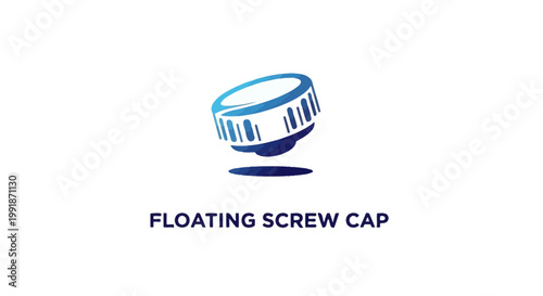 Floating blue screw cap isolated on white background, product design.