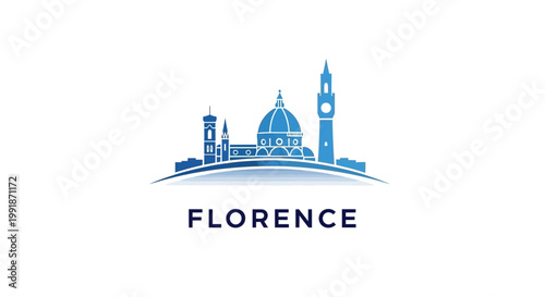Florence Italy Skyline Silhouette Depicting Famous Architectural Landmarks.
