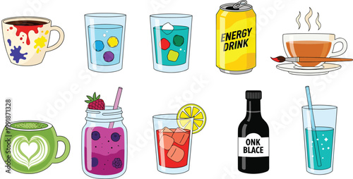 Professional Mixology and Barware Equipment Vector Set Featuring Stainless Steel Shaker Jigger Aromatic Bitters Bar Spoon Zester and Cocktail Muddler