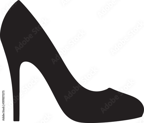Elegant black stiletto high heel shoe silhouette silhouette vector icon
