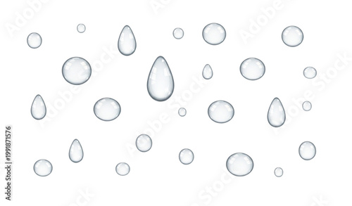Realistic water drops vector transparent droplets condensation glossy surface design