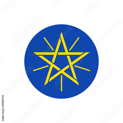 Ethiopian Star blue emblem from the flag of Ethiopia