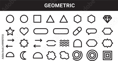 Geometric shapes icons set.