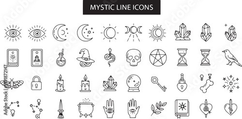 Mystic line icons for spiritual use.