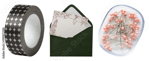 Картината върху платно Craft supplies for creative projects element set isolated on white
