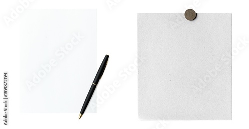 Tableau sur toile Minimalist stationery with pen element set isolated on white