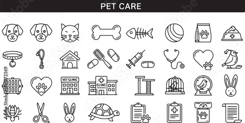 Pet care icons and symbols.