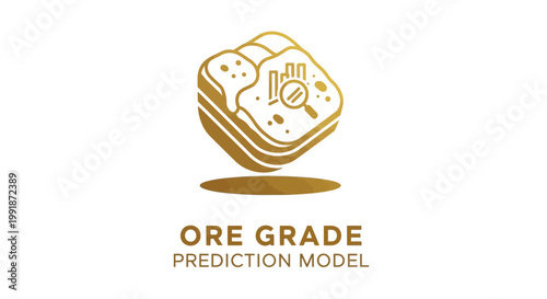 Golden Ore Grade Prediction Model Icon on White Background.