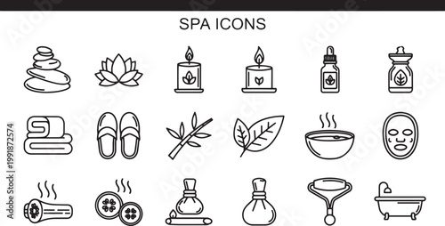 Spa and wellness icons set.