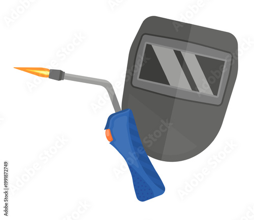 Welding tools - torch and mask. Vector Elements.
