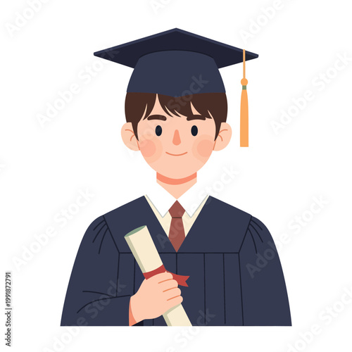 A graduating student in a cap and gown holding a diploma, celebrating academic achievement and the successful completion of their studies with pride and accomplishment