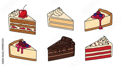 Collection of Delicious Slices of Cake and Cheesecake.