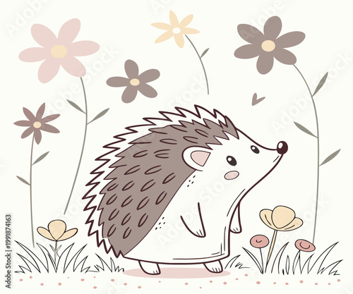 hedgehog-wildflowers-illustration.eps