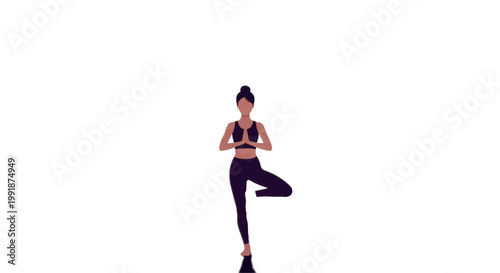 Yoga, woman in tree pose, fitness illustration, exercise vector, healthy lifestyle