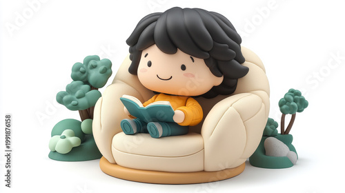 The boy sitting on the sofa