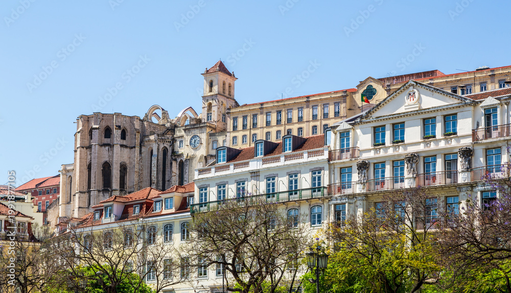 Fototapeta premium Panorama of the remains of the Convento od Carma in Lisbon, Portugal
