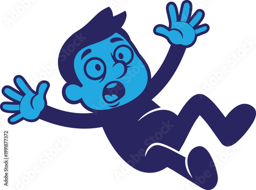 Cartoon illustration of a man falling in panic with arms outstretched