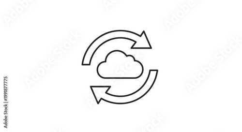 Cloud synchronization icon with arrows depicting data transfer and refresh.