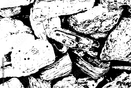 Grunge black and white rock wall textured background (Vector). Use for decoration, aging or old layer