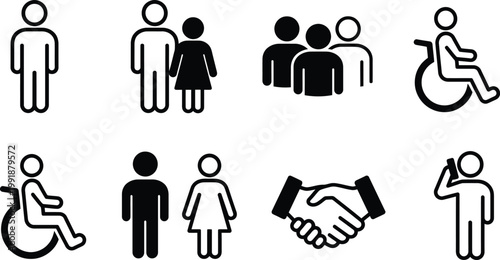 Collection of icons representing different people and accessibility symbols