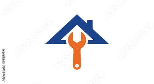 Home Repair and Improvement Services Logo with Wrench and Roof.