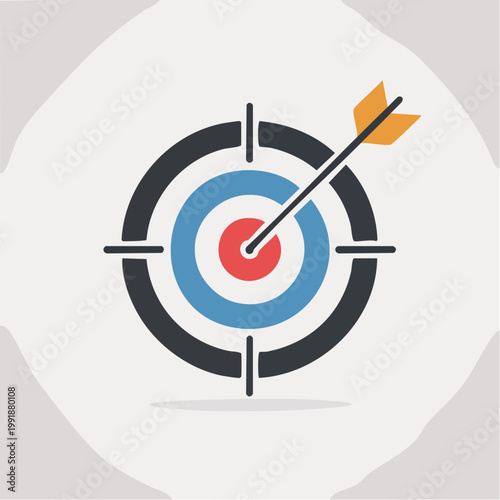 Colorful target with arrow hitting bullseye icon
