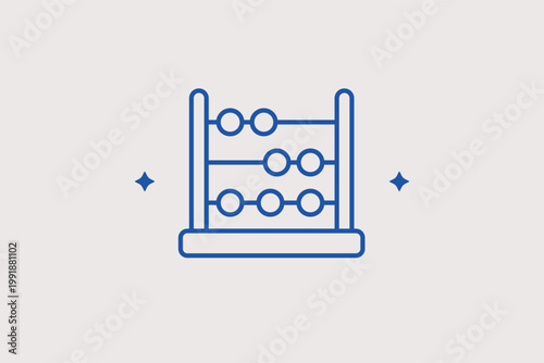 Traditional abacus tool line icon for manual arithmetic and historical mathematical education. Nostalgic Vector Illustration for math learning apps and finance history museum websites.
