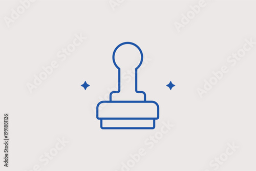 Official rubber stamp line icon for document verification and corporate approval. Authoritative Vector Illustration for legal service branding and administrative workflow tutorials.